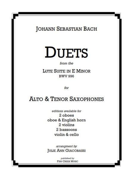 Bach Duets from the Lute Suite in E minor (Alto/Tenor Sax)